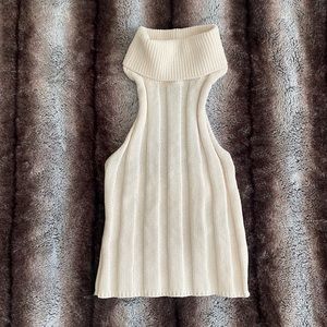 ZARA Turtleneck Cream Sleeveless Backless Top